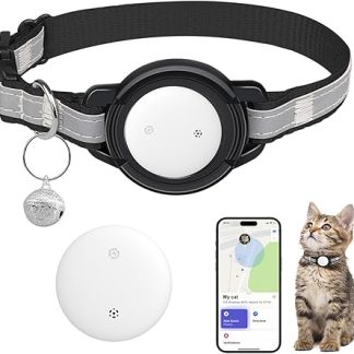 JIARUI Cat Tracker Collar - Cat Tracker Small Without Subscription (iOS Only) - Work with App Find My - Reflective SmartTag Cat Collars - Tracking Location of Pets (1 Pack)