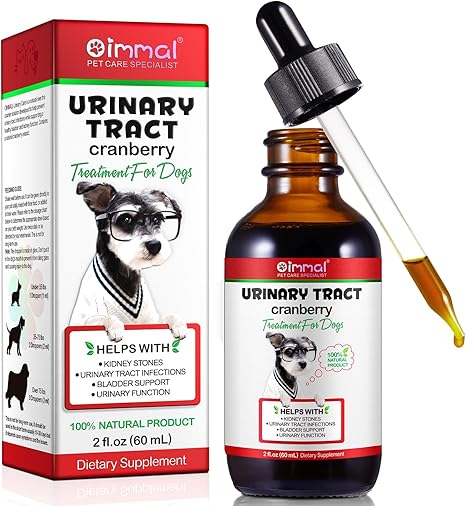 Dog Urine Tract Infection Treatment Drops, Dog UTI Healing Drops with Cranberry Extract, Supports Bladder, Kidney Stone, Prevention of Incontinence in Urinary Support, Health for Dogs 60 ml