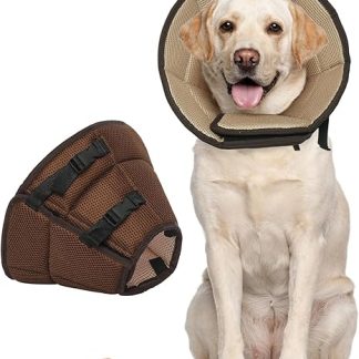 Kuoser Dog Collar, Comfortable Lick Protection Dog, Protective Measures Protective Collar Dog, Adjustable Dog Collar, Dog Collar Leak Protection for Dogs, Prevention of Bite and Lick Wounds, Brown L