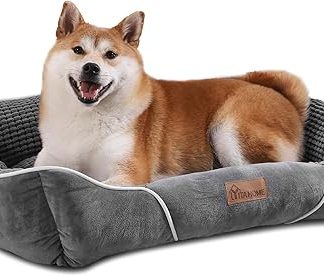 YITAHOME Dog Bed for Dogs Medium to Small Size, Dog Cushion, Dog Beds, 64 x 53 cm, Non-Slip Underside, Dog Sofa, Grey