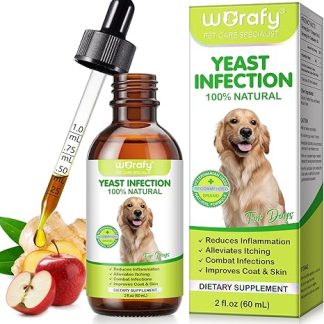 Dog Yeast Infection Treatment - Natural Anti Yeast Drops, Ear & Skin Itch Relief, Allergy Symptoms Relief, 60ml