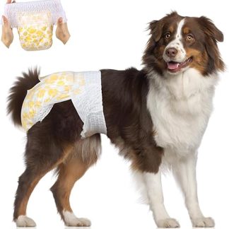 Flying Paws Dog Nappies, Pack of 15 XL Wearable Disposable Dog Nappies for Female Dogs, Male Nappies with 360° Elastic Waistband (XL, Piece, 15)