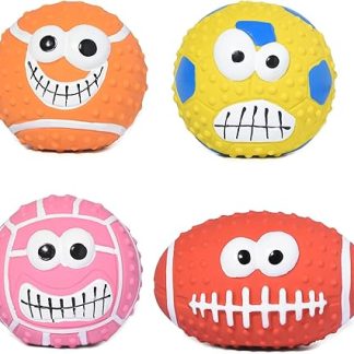 TONGKTAI Squeaky Dog Balls, Latex Dog Squeaky Toy, 2.7 Inch Soft Bouncy Fetch Balls for Medium Small Pets Interactive Play