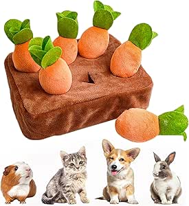 Vierpfotenmarkt Sniffing Painter, Plush Carrot Sniffing Games Dog, Intelligence Toy Dog, Sniffing Rug Dog, Sniffing Toy Dog, for Large, Medium and Small Dogs (6 Carrots)