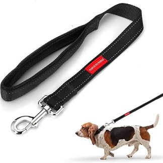 simarro House Lead for Dogs, 60 cm Dog Lead Short Dog Lead with Padded Handle Double Webbing Nylon Reflective Pet Leads Dog Lead Small Medium Large Dogs (Black)
