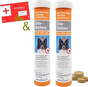 Alfavet Dia Tab Tube 24 x 5.5 g Dog Cat for and After Diarrhoea