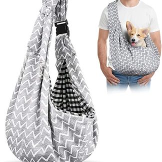 Forhandy Dog Carrier Bag, Portable Reversible Carry Bag Dog with Adjustable Shoulder Strap and Front Pocket, Dog Bag for Small Dogs up to 7.5 kg for Walking and Excursions (Wavy Grey)