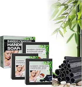 Acanthosis Nigricans Treatment Bamboo Charcoal Soap, Natural Bamboo Charcoal Essential Oil Soap, Dark Spot Remover Lighten Body Black Skin (Pack of 3)