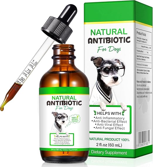 Natural Antibiotic for Dogs (60 ml) - 100% Hormone-Free Anti-Inflammatory Drops with Bacon Flavour - Safe Support for Infections & Strengthening the Defences