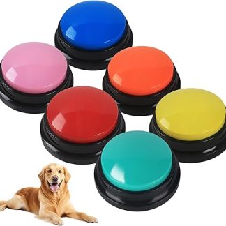 Buzzer with Recording Function, Pack of 6 Buzzer Dog Intelligence Toy with 30 Seconds Recording Pet Talking Training Answer Buzzer for Training Pets