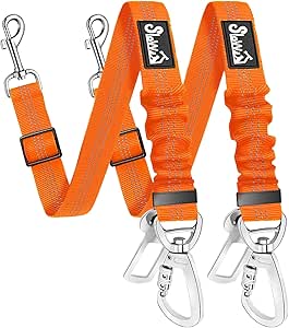 Eyein Pack of 2 Dog Seat Belt for Car, Dog Seat Belt with Elastic Shock Absorption, Adjustable Dog Seat Belt with Universal Plug & Attachment for Travel, Riding in Vehicle, Orange