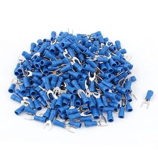NEW LON0167 320 Pieces Blue Insulated Fork Cable Lug Electrical Crimp Connectors AWG 22-16 (320 Pieces Blue Insulated Fork Spade Wire Connector Electrical Crimp Terminals AWG 22-16