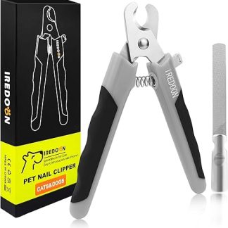 IREDOON Dog Cat Nail Clippers with Nail File 5r13 Stainless Steel Razor Sharp Blade Professional Pet Grooming Tool