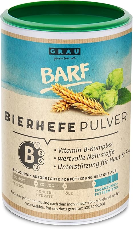 GRAU - The Original 100% Natural Brewer's Yeast for Shiny Coat and Strong Skin, Rich in Minerals and Trace Elements, 1 Pack (1 x 500 g), Supplementary Feed for Dogs and Cats