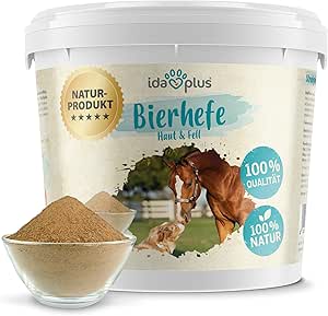 Ida Plus Pure Brewer's Yeast – Food Supplement for Healthy Skin & Coat Gloss, Natural Product For Horses, Dogs and Cats | Practical Measuring Spoon Included, 3 kg