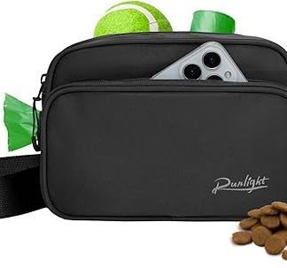 Runlight Dog Training Treat Bag Waist Belt Shoulder Bag with Poop Bag Puppy Treat Bag Training Bag, black, Casual