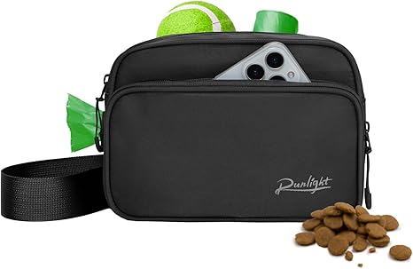 Runlight Dog Training Treat Bag Waist Belt Shoulder Bag with Poop Bag Puppy Treat Bag Training Bag, black, Casual