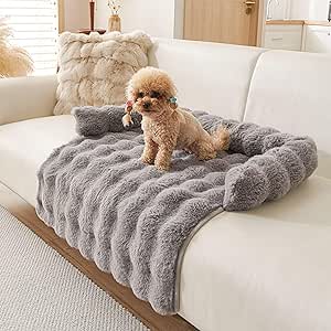 kuchenuten Fluffy Dog Bed, Cat Bed, Dog Blanket Sofa with Edge, Washable Pet Bed, Dog Beds, Non-Slip Cat Sofa, Cat Nest for Cats, Small Dogs, 75 x 75 cm, Dark Grey