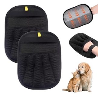 2 Pack Hair Removal Gloves, Complete Set for Home & Car, Extra Thick, Electrostatic Gloves for Removing Dog Hair, Cat Hair and Dust, Reusable