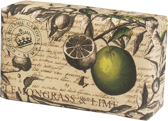 Kew Gardens Vintage Prints Wrapped Soap - Luxury Fragrance Bath Soap - Vintage Lemongrass & Lime Bath Soap 240g