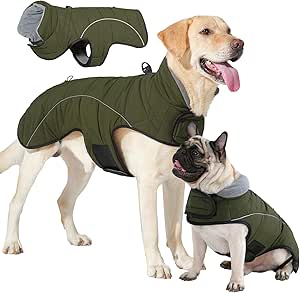 LIANZIMAU Dog Jacket Waterproof Dog Coat Reflective Jacket for Cold Weather with Soft Fleece Lining Warm Coat