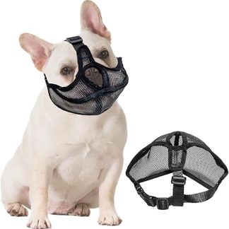MUU Short Snout Dog Muzzle for French Bulldogs, Chihuahuas, Poodle and Other Flat Dogs, Black, Nylon, 45 cm, Small Breeds