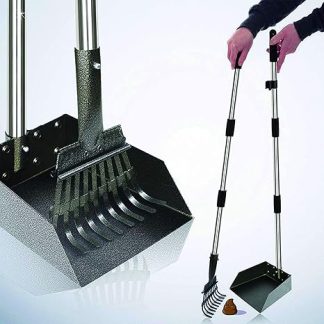 XXYL Dog Poop Scooper, Tray and Rake for Large, Medium and Small Pets, 96.5 cm Long, Adjustable Handle with Rake for Removing Waste