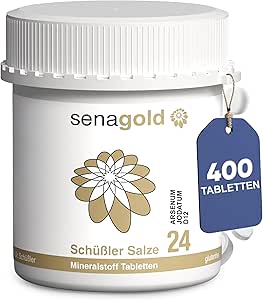 Senagold Schüßler Salt No. 24 - Arsenum iodatum D12-400 Tablets - Gluten-Free - Manufactured according to Homeopathic Pharmacopoeia (HAB) in Germany