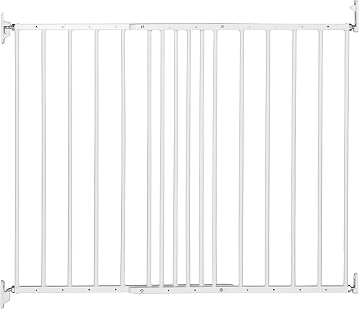 DOLLE Stair Gate without Tripping Edge, Metal, White, Width 62.5-106.8 cm, with One-Hand Safety Lock