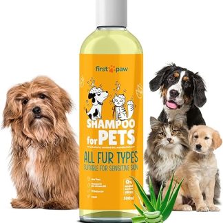 FIRSTPAW 500 ml Dog Shampoo with Aloe Vera - Dog Shampoo, Puppy Shampoo and Cat Shampoo - Suitable for Sensitive Skin, 100% Vegan Deep Cleaning Shampoo for All Dog Breeds and Fur Types