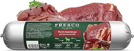 Fresco Dog The Barf Sausage Horse Pure | 400 g | Food for Dogs | Can Help Dogs Optimal Care | Only One Protein Source | Complete Food Horse & Offal Pure