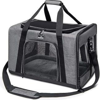 Wakytu Dog Bag for Air Travel, Pet Carrier for Cats and Dogs, Transport Bag for Pets, Foldable Dog Transport Case, Cat Carrier, Dog Carrier for Cars, Breathable Dog Bag (Grey)