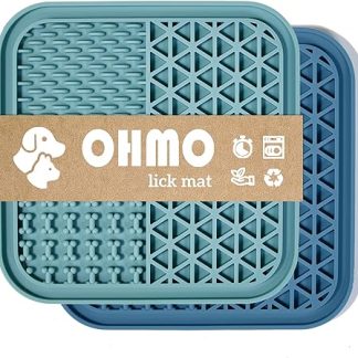 OHMO Licking Mat for Dogs, 2 Pieces, for Puppies, Cats, Other Pets, for Anxiety Relief and Slow Feeding, Food-Grade Silicone