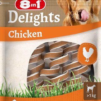 8in1 Delights Chicken Chew Spirals - Healthy Chew Snack for Dogs, Premium Chicken Wrapped in Beef Hide, Pack of 6