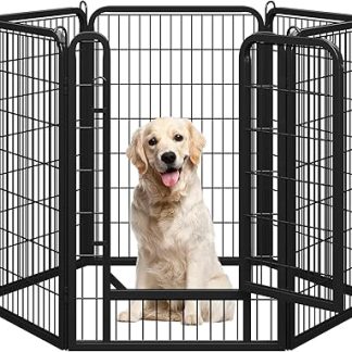 Yaheetech Puppy Run 100 cm High, 6-Piece Puppy Playpen Foldable with Door, Dog Playpen Outdoor Run for Dogs Home & Garden, Assembly Tool-Free