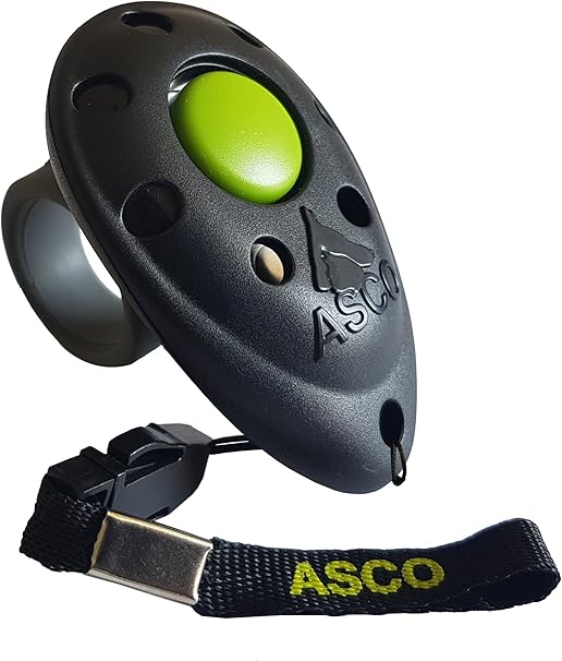 ASCO premium clicker, finger clicker for clicker training, for dogs, cats, horses, professional clicker, dog training clicker