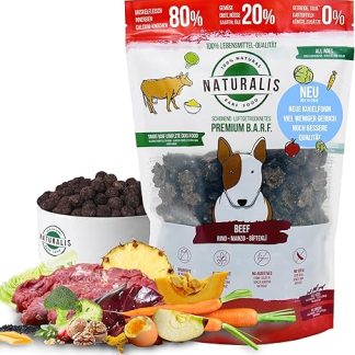Naturalis Smart 80 Barf Dry Barf Dog Food 500 g Beef Complete Food without Additives Grain-Free Soy Free Gluten Free 100% Natural - Gentle Air Dried