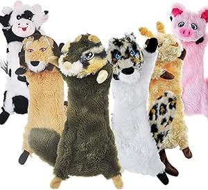 SHARLOVY Squeaky Dog Toys No Stuffing, 6 Pack Dog Toys for Small Dogs, Durable Plush Chew Toy, Cute, Natural Puppy Teething Toy