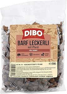 DIBO Barf Leckerli Dog Treats, Horse, Game and Ostrich Dog Snack, Small and Practical Training Dog Treats, Sugar-Free, Healthy and Delicious, 200 g