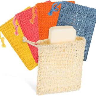 Anneome 10 x Exfoliating Soap Bags Drawstring for Shower and Bathroom Use for Foaming and Drying Soap Pieces Various Colours