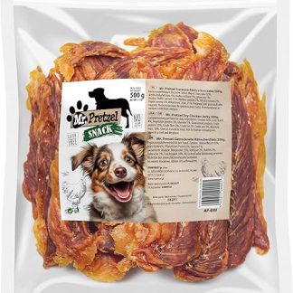 Mr. Pretzel Chicken Fillet Snack - Dried 100% Chicken Fillet Strips - 500g | High Quality Meat Snack | Premium Dog Snack | Grain Free | No Additives | For Dogs of All Sizes