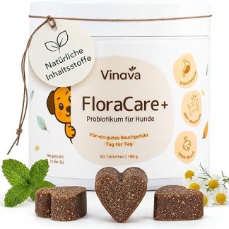 FloraCare+ Probiotics Dog - Intestinal Treatment for Diarrhoea, Bloating & Heartburn | Build Intestinal Flora & Strengthen Gastrointestinal | Prebiotics + Probiotics for Dogs | Stomach Protection