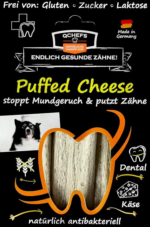 Qchefs Fitness Series Puffed Cheese & Rice Dental Dog Treat (3 Pack), 3 Oz