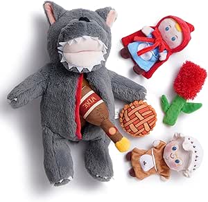 Nocciola Hide and Search Squeaky Dog Toy, 6-in-1 Interactive Puppy Toy, Puzzle Toy to Keep Dogs Busy, Plush Cuddly Toy for Small and Medium Sizes, Fairy Tales