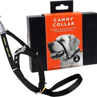 Canny Collar No-Pull Dog Headcollar | Gentle Training Aid to Stop Pulling on Lead | Humane Lead Control Collar for Better Walks | Comfortable & Secure Fit | Black – Size 4