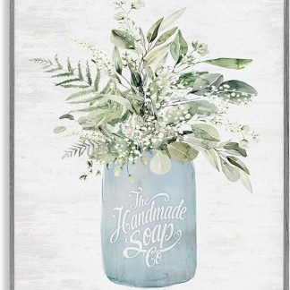 Stupell Industries Antique Handmade Bath Soap Framed Giclee Art Design by Lettered and Lined, 30 x 24, Grey