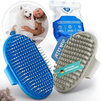 petpurry® Dog Brush Short Hair (Set of 2) - Premium Curry Comb for Undercoat and Top Hair - Cat Brush for Hair Removal of Pets