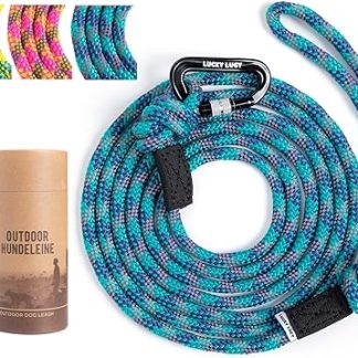 LUCKY LUCY Dog Lead 3 m, for Medium and Large Dogs (up to 80 kg), Reflective, with Strong Aluminium Safety Carabiner, Beautiful Lake Blue