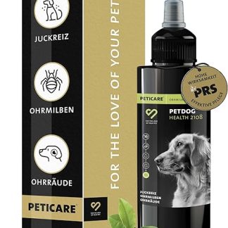 Peticare PetDog Health 2108 Anti-Parasite Agent for Dog Ears, Against Ear Mites, Mange Fungi, Relieves Itching and Promotes Regeneration Process, Unique PRS® System for Long Effect