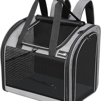 pecute Backpack Dogs & Small Cats 5 kg, Cat Carrier, Pet Handbag and Backpack, Pet Carrier with Ventilated Design, Foldable Pet Carrier Backpack for Dogs and Cats, Grey